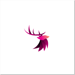 low poly deer head Posters and Art